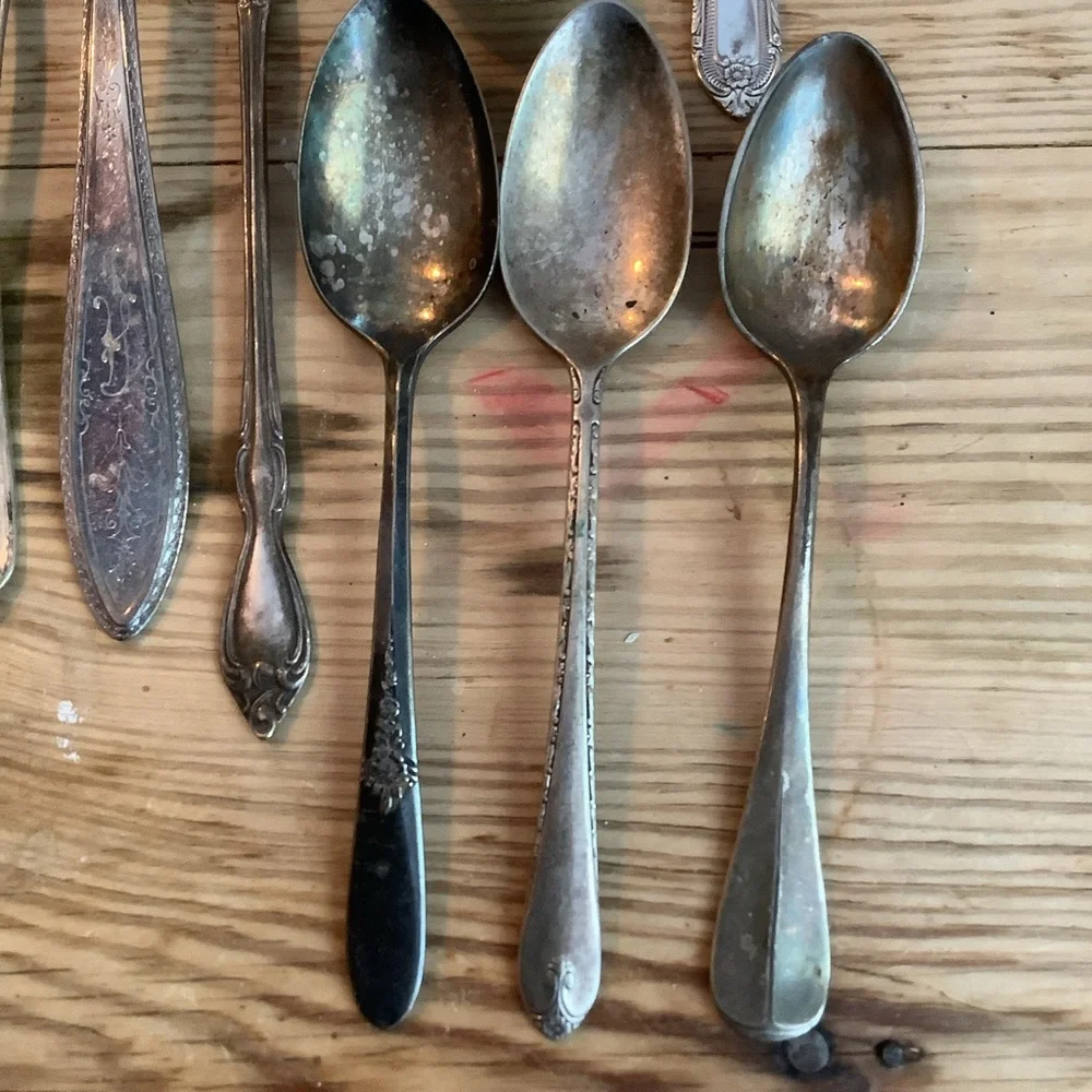 Antique Vintage Mismatched Silver Plate Flatware Pieces